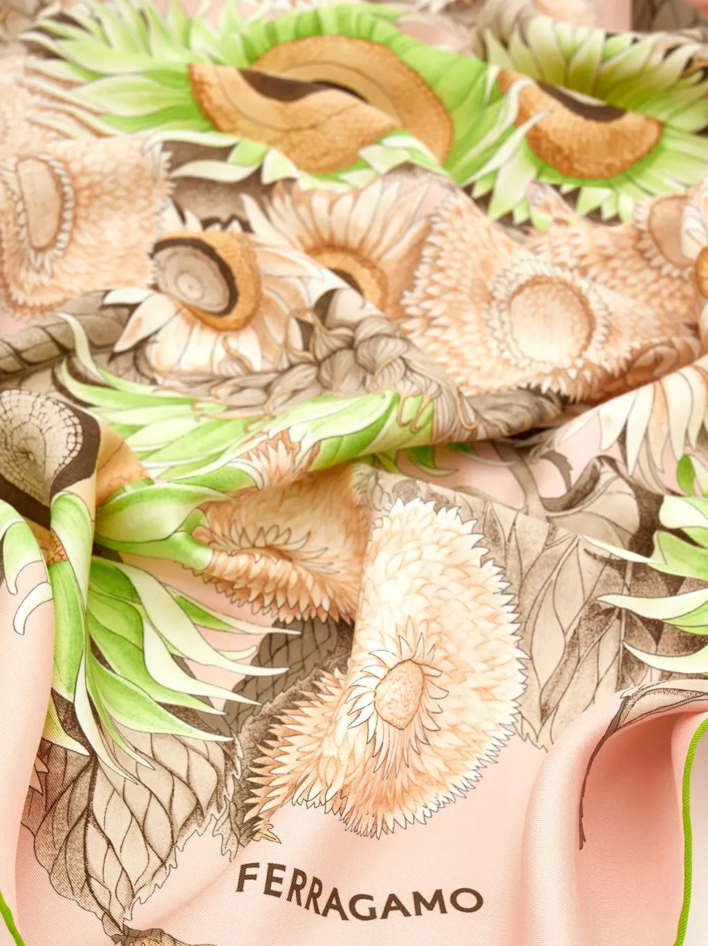 Sunflower Print Silk Scarf