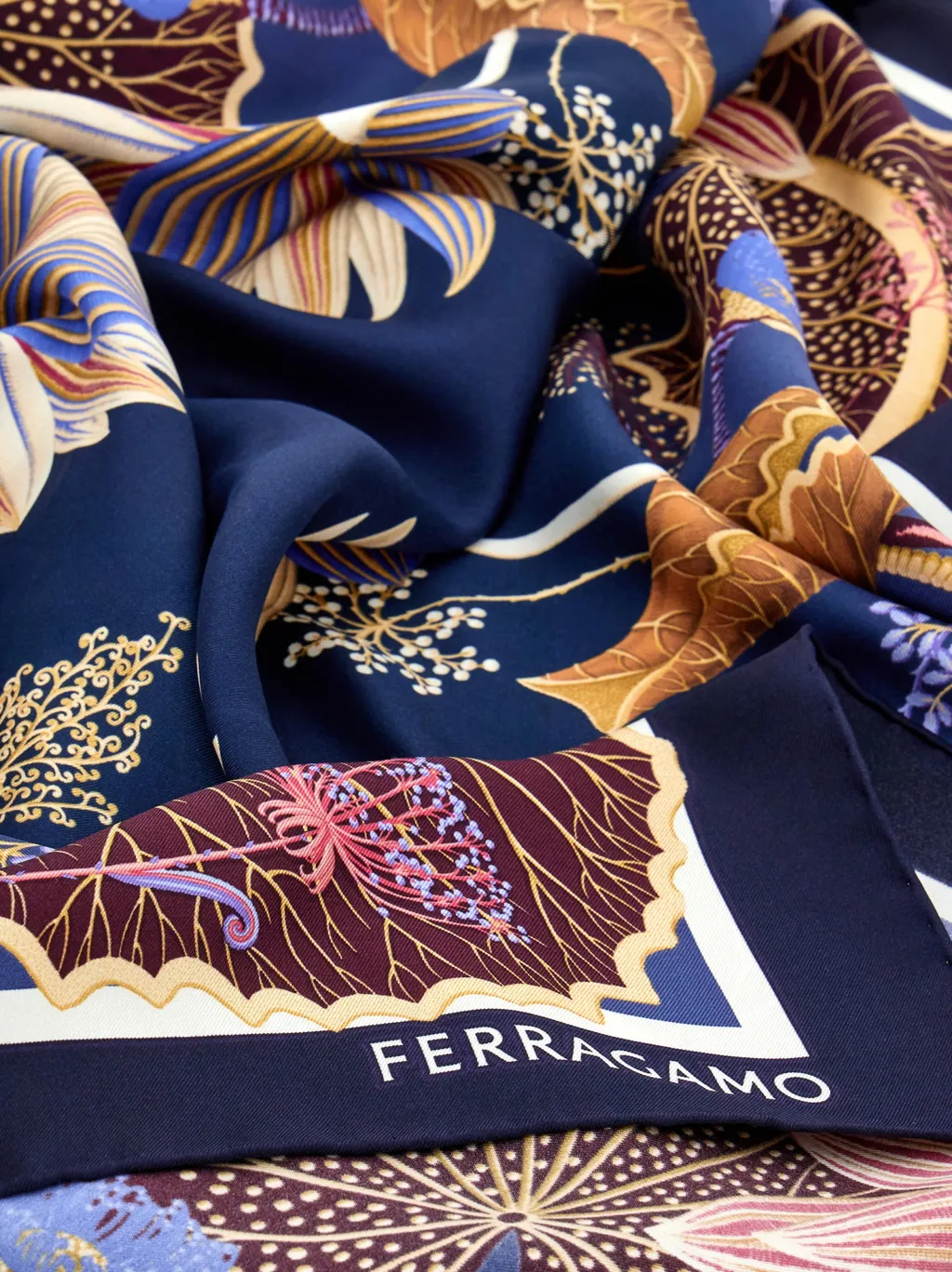 Water Lilies Print Silk Scarf