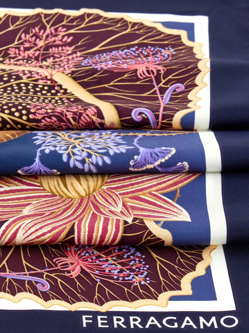 Water Lilies Print Silk Scarf