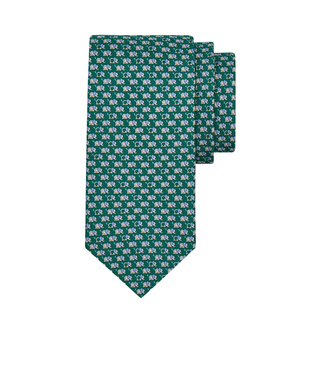 Elephant Print Silk Tie
