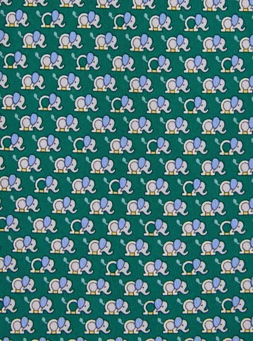 Elephant Print Silk Tie
