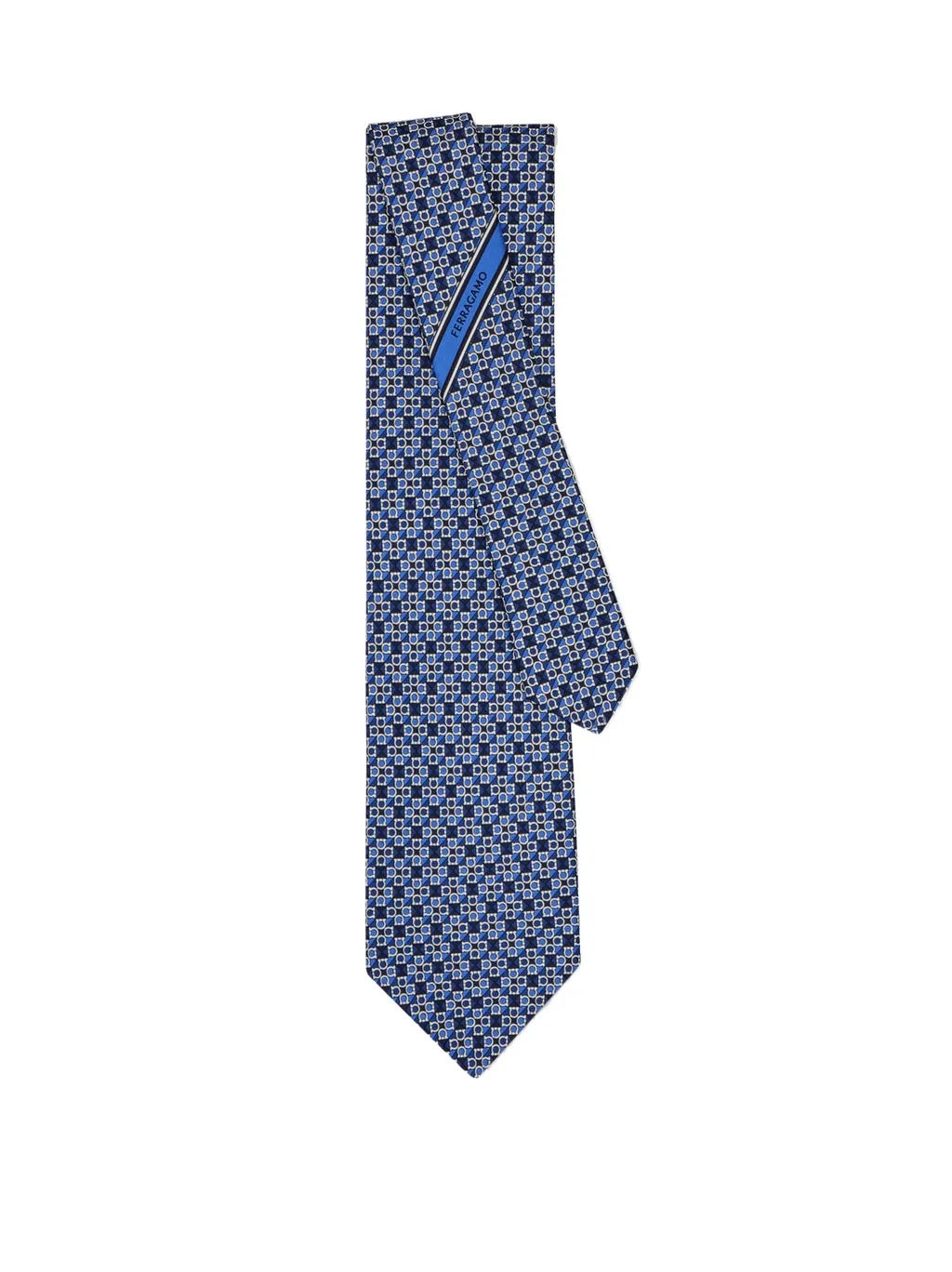 Gancini Square Print Silk Tie