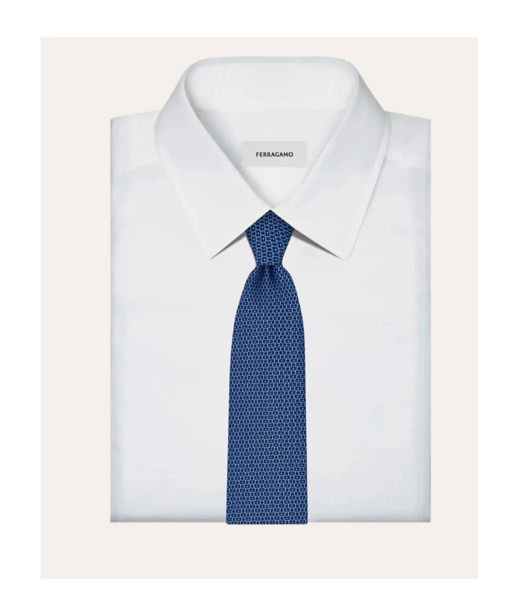 Ferragamo Gancini Print Pointed-Tip Tie