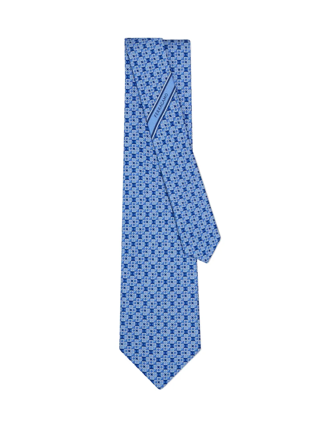Gancini Square Print Silk Tie