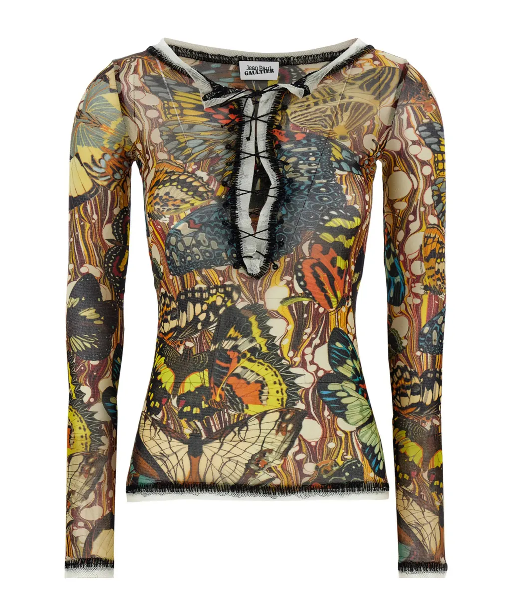 Jean Paul Gaultier Re-Edition Butterfly Printed Knit Cardigan