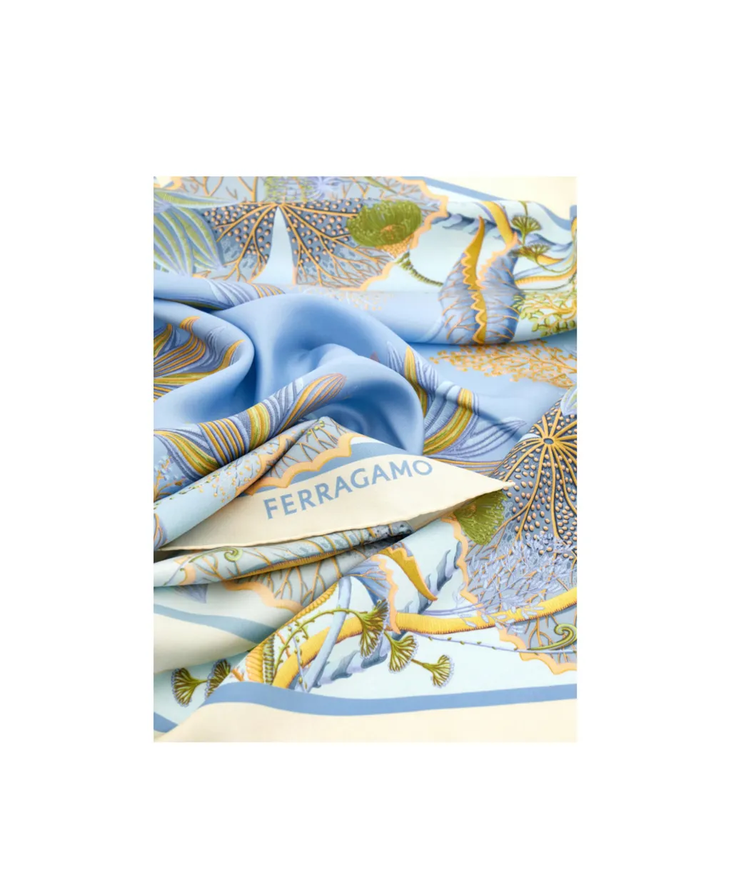 Water Lilies Print Silk Scarf