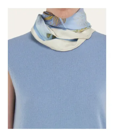 Water Lilies Print Silk Scarf