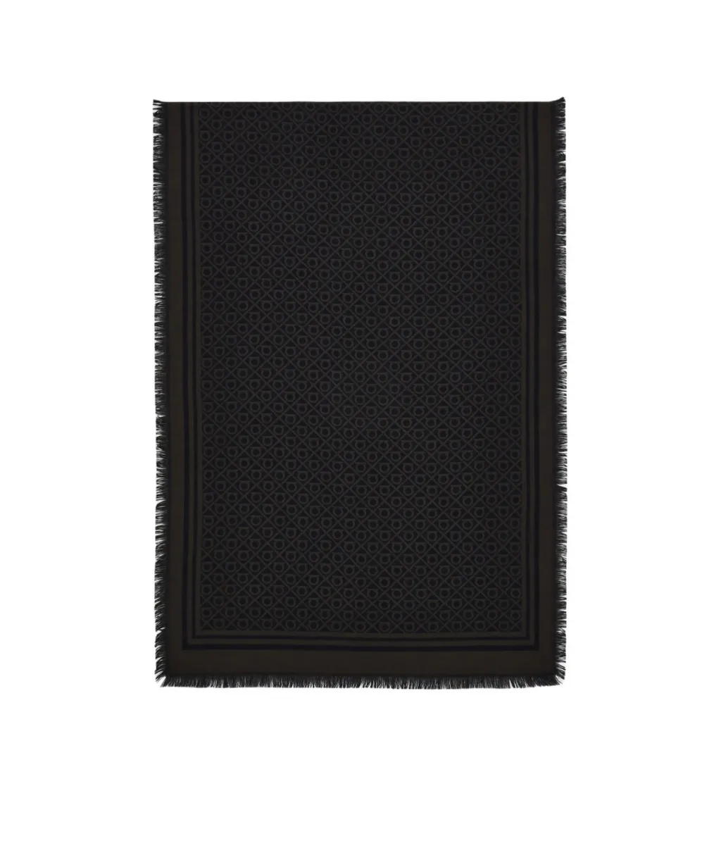 Ferragamo Fringed Hem Gancini Scarf