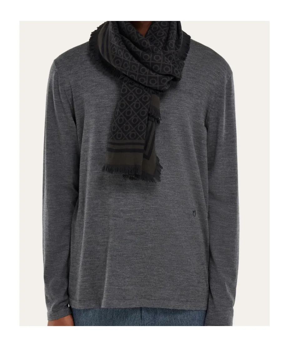 Ferragamo Fringed Hem Gancini Scarf