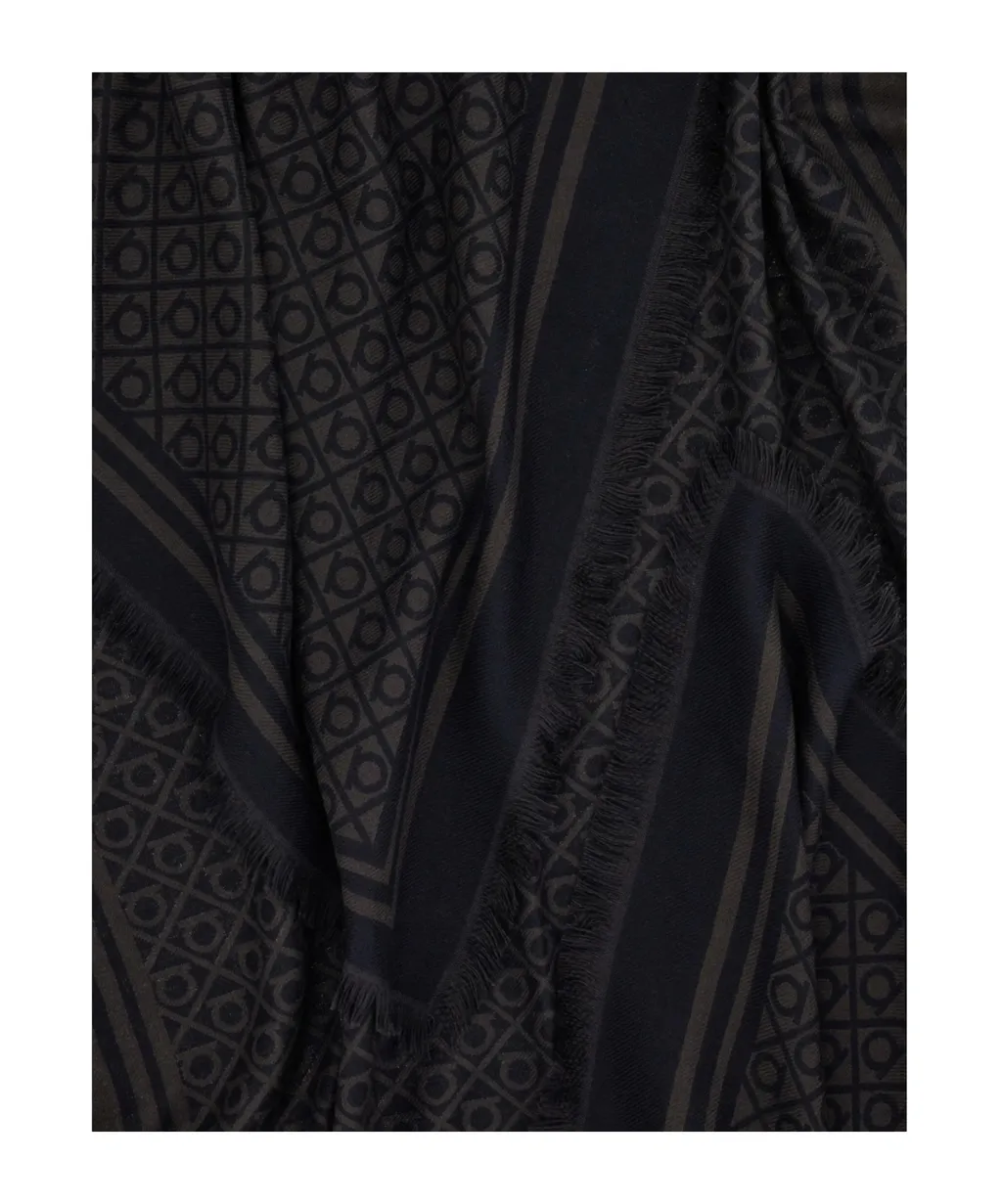Ferragamo Fringed Hem Gancini Scarf