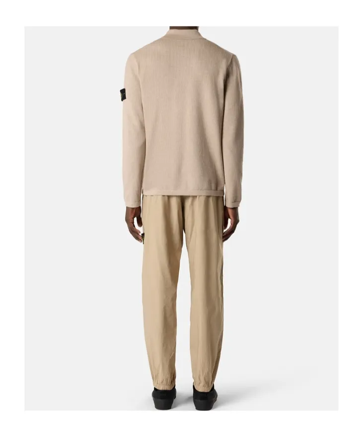 Loose-Fit Long-Sleeve Polo With Ribbed Trims