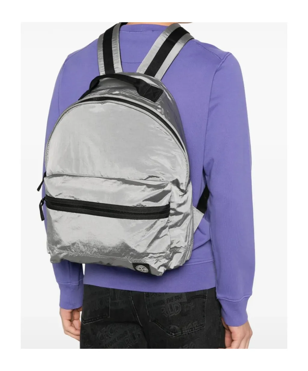 Stone Island Logo Patch Zipped Backpack