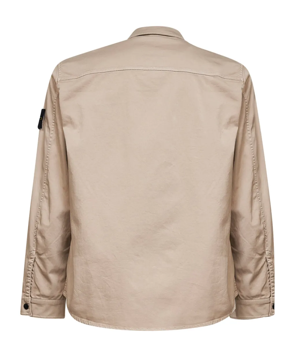 Stone Island Logo Patch Zip-Up Shirt