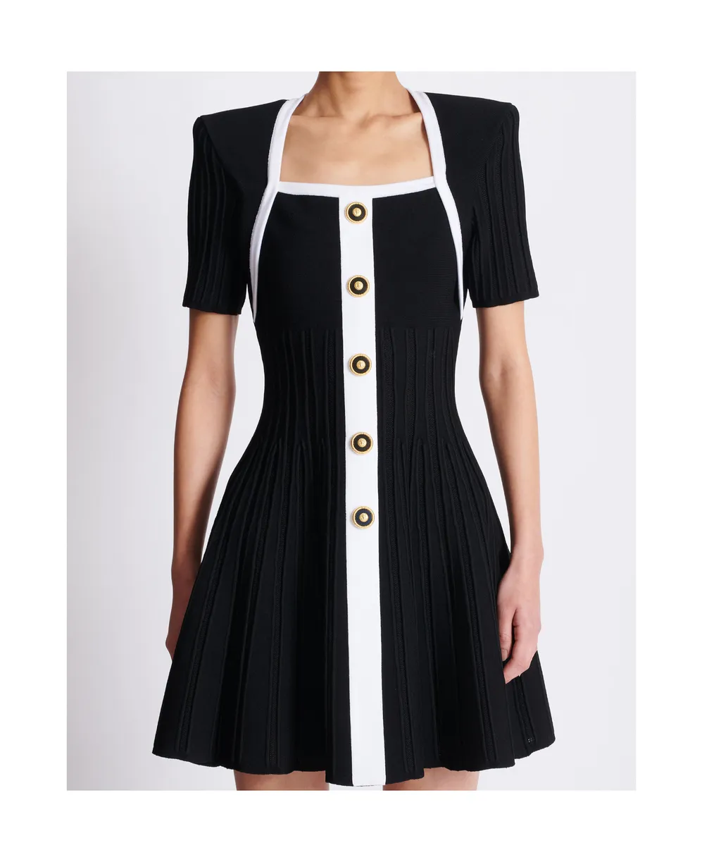 Two-Tone A-Line Knit Dress