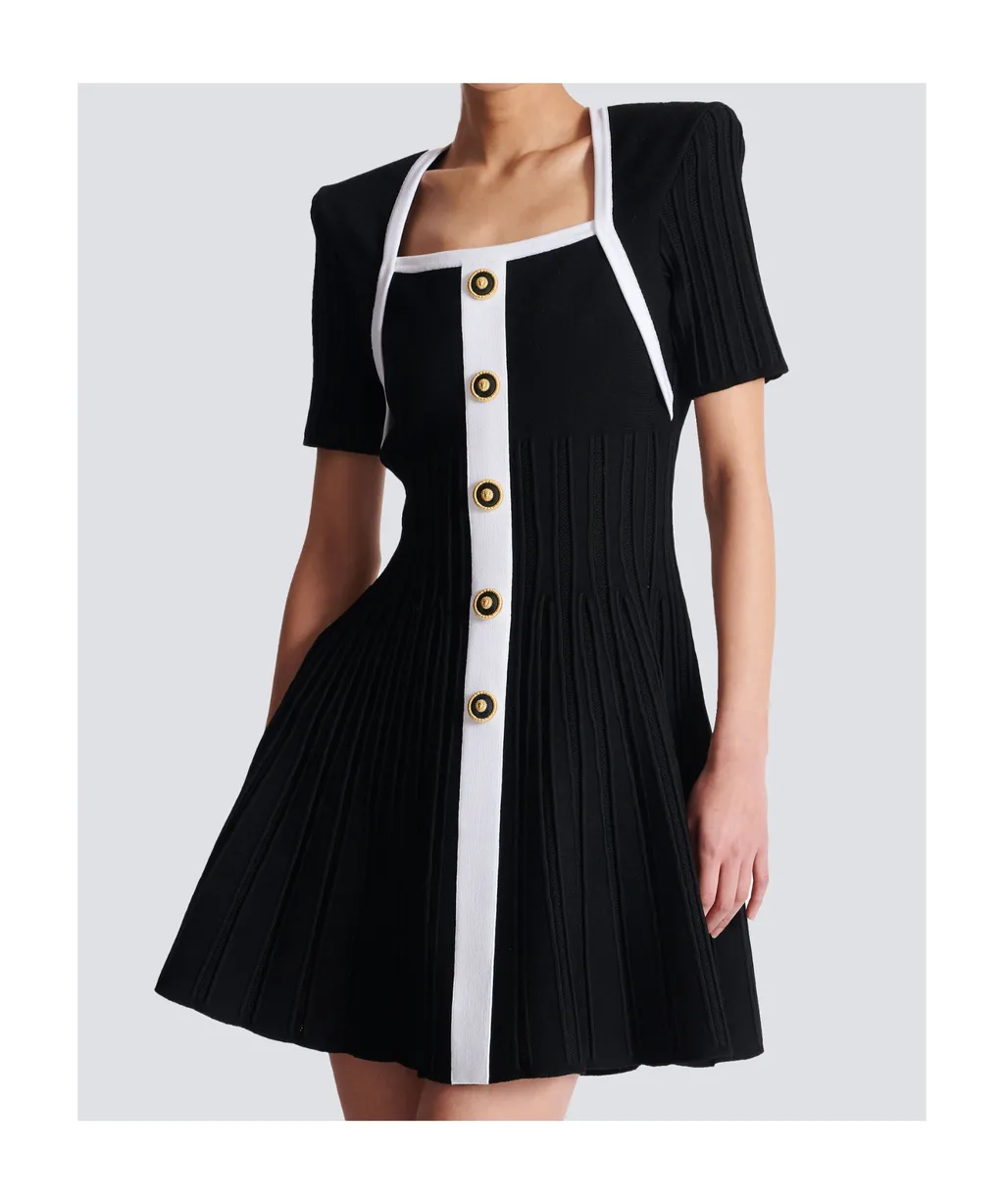 Two-Tone A-Line Knit Dress