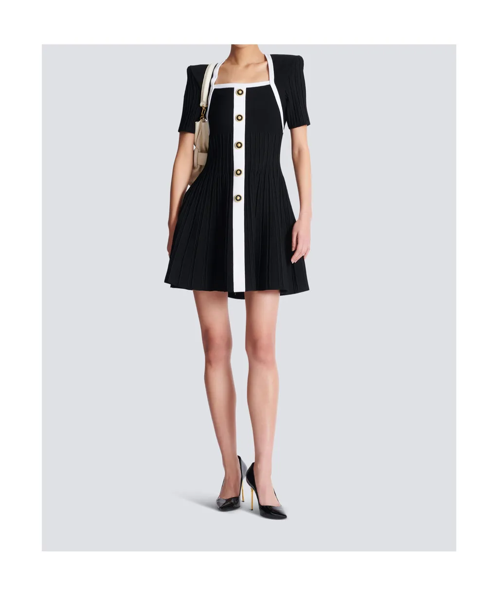Two-Tone A-Line Knit Dress