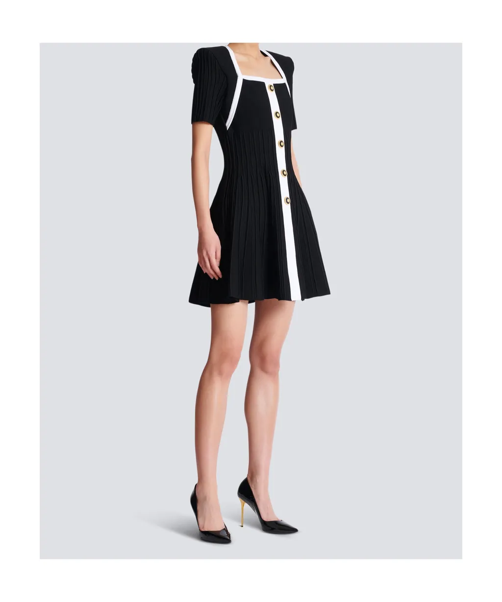 Two-Tone A-Line Knit Dress
