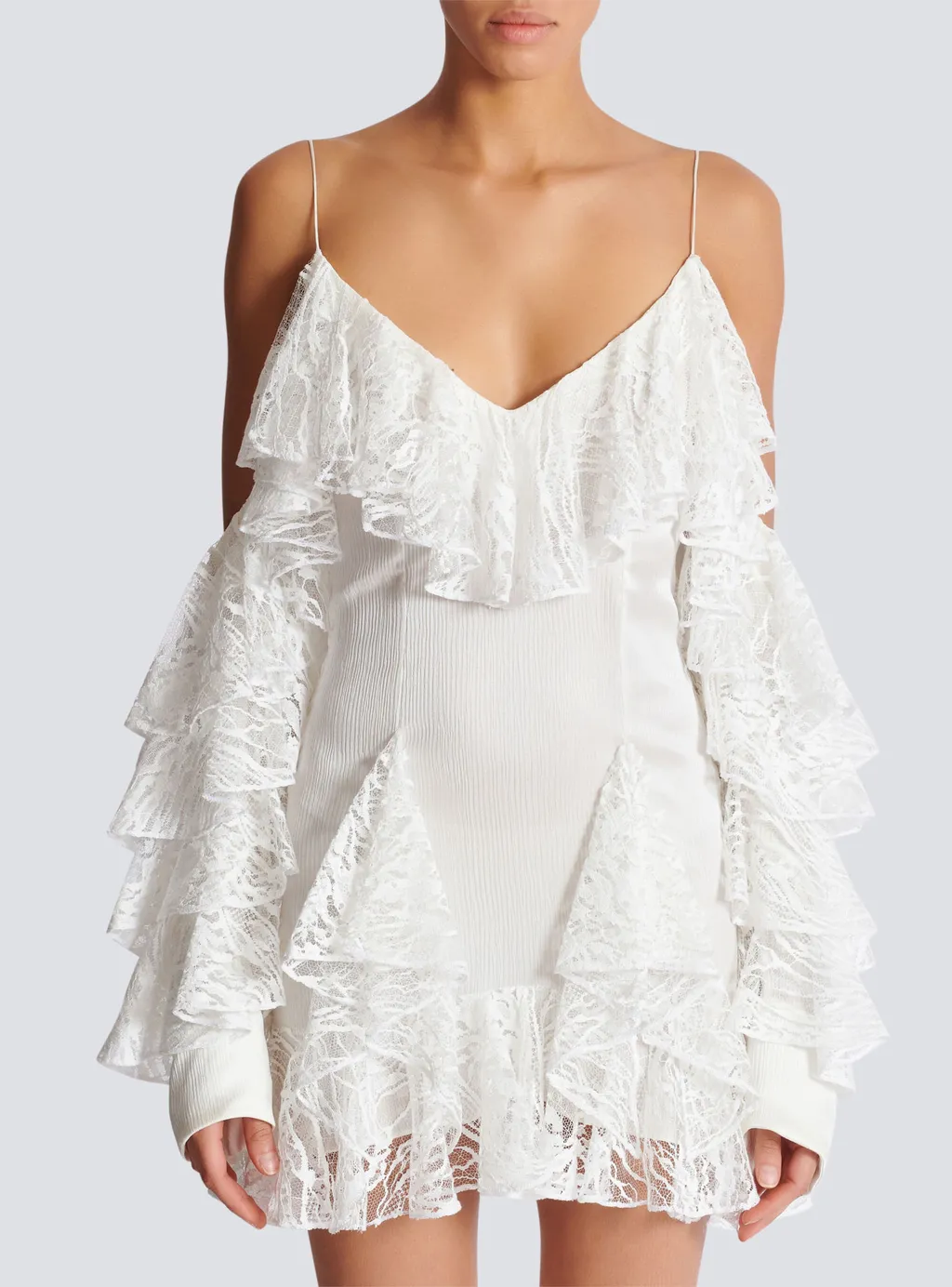 Flowing Dress With Lace Ruffles