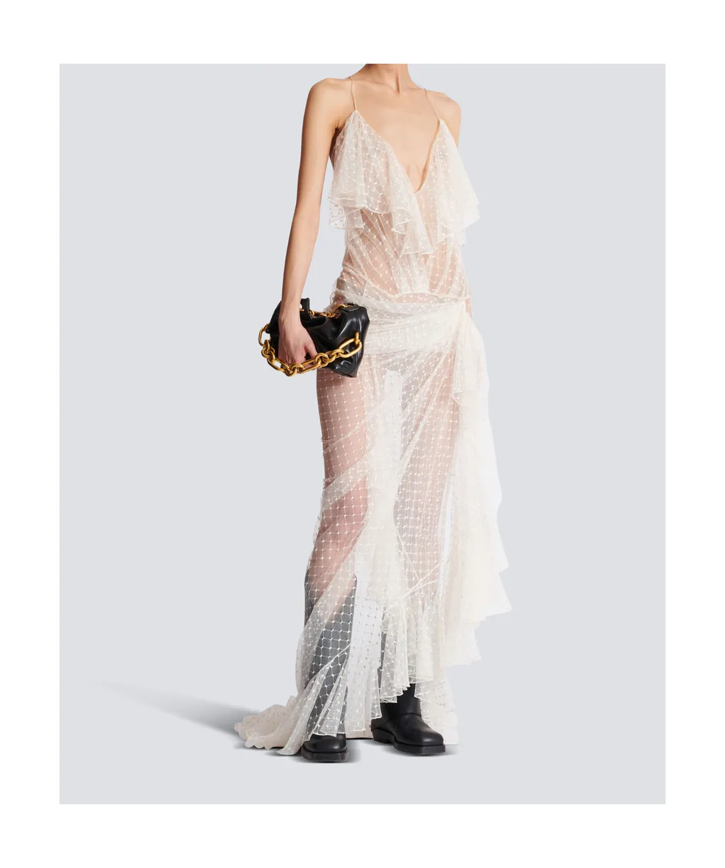 Long Flowing Dress With Lace Ruffles