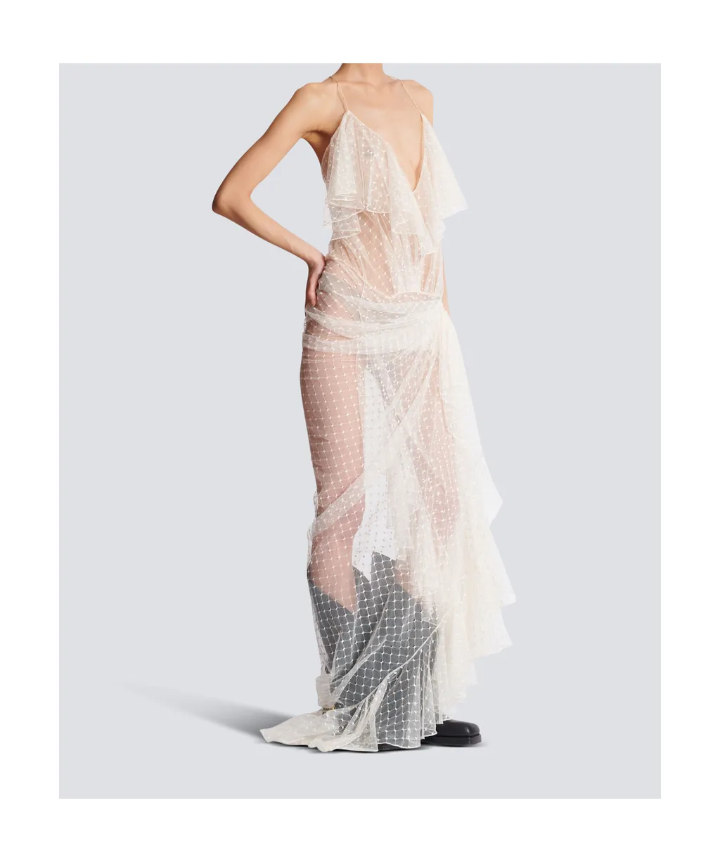 Long Flowing Dress With Lace Ruffles