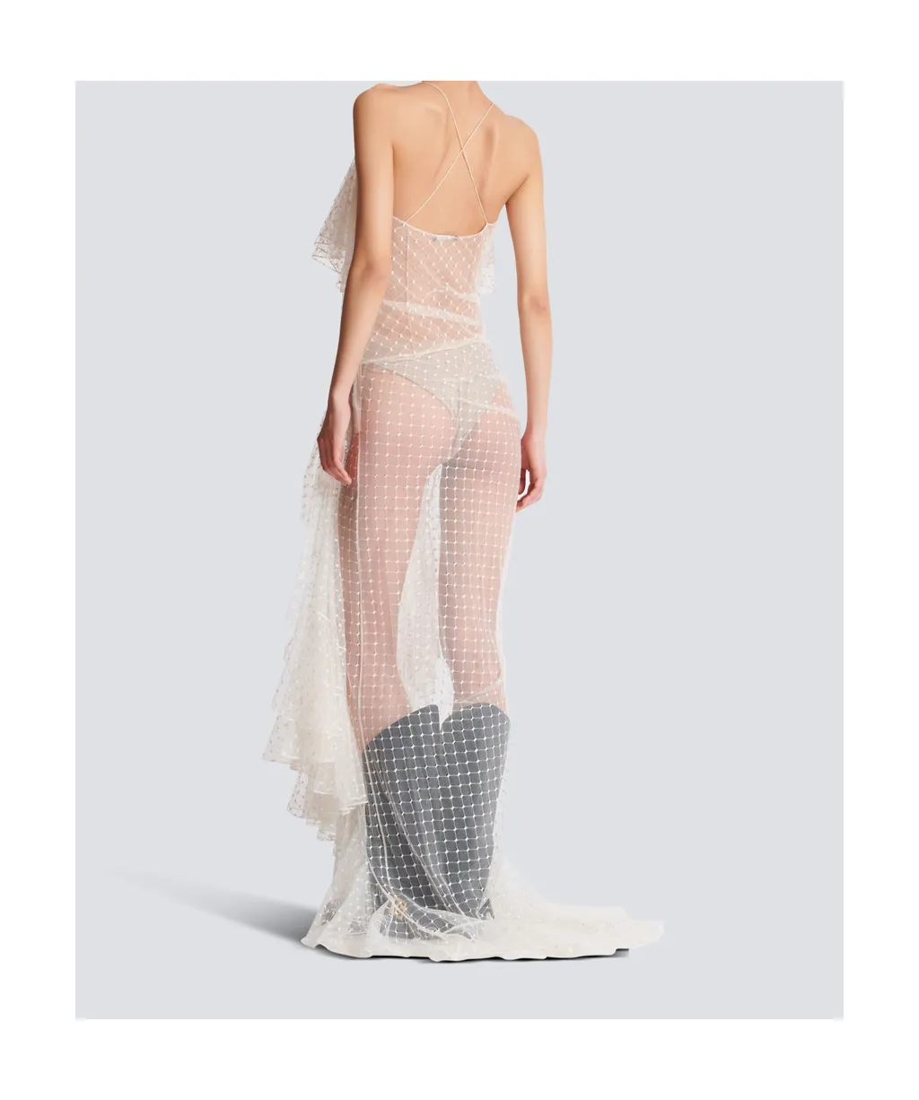 Long Flowing Dress With Lace Ruffles