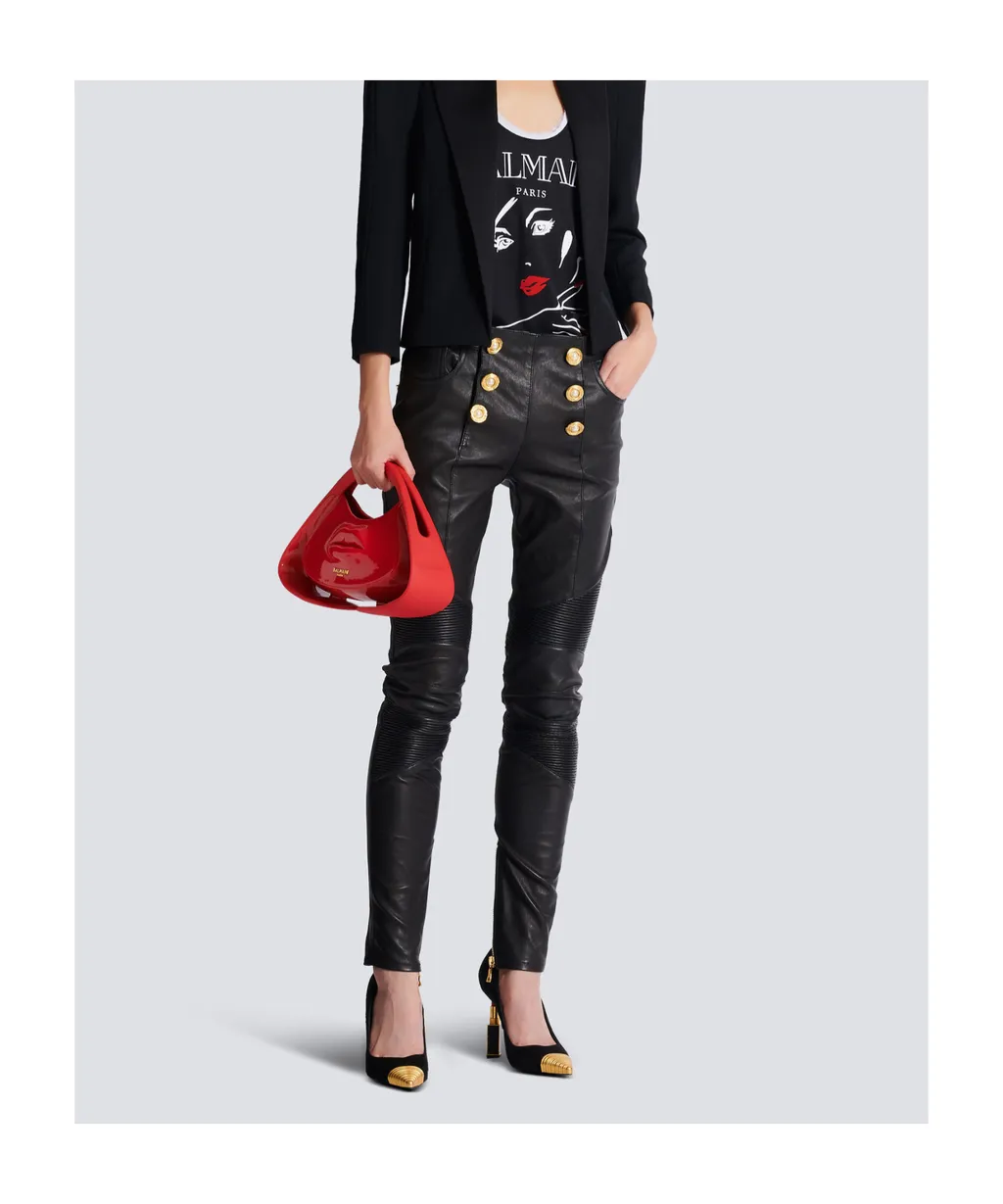 Lambskin Slim-Fit Biker Trousers