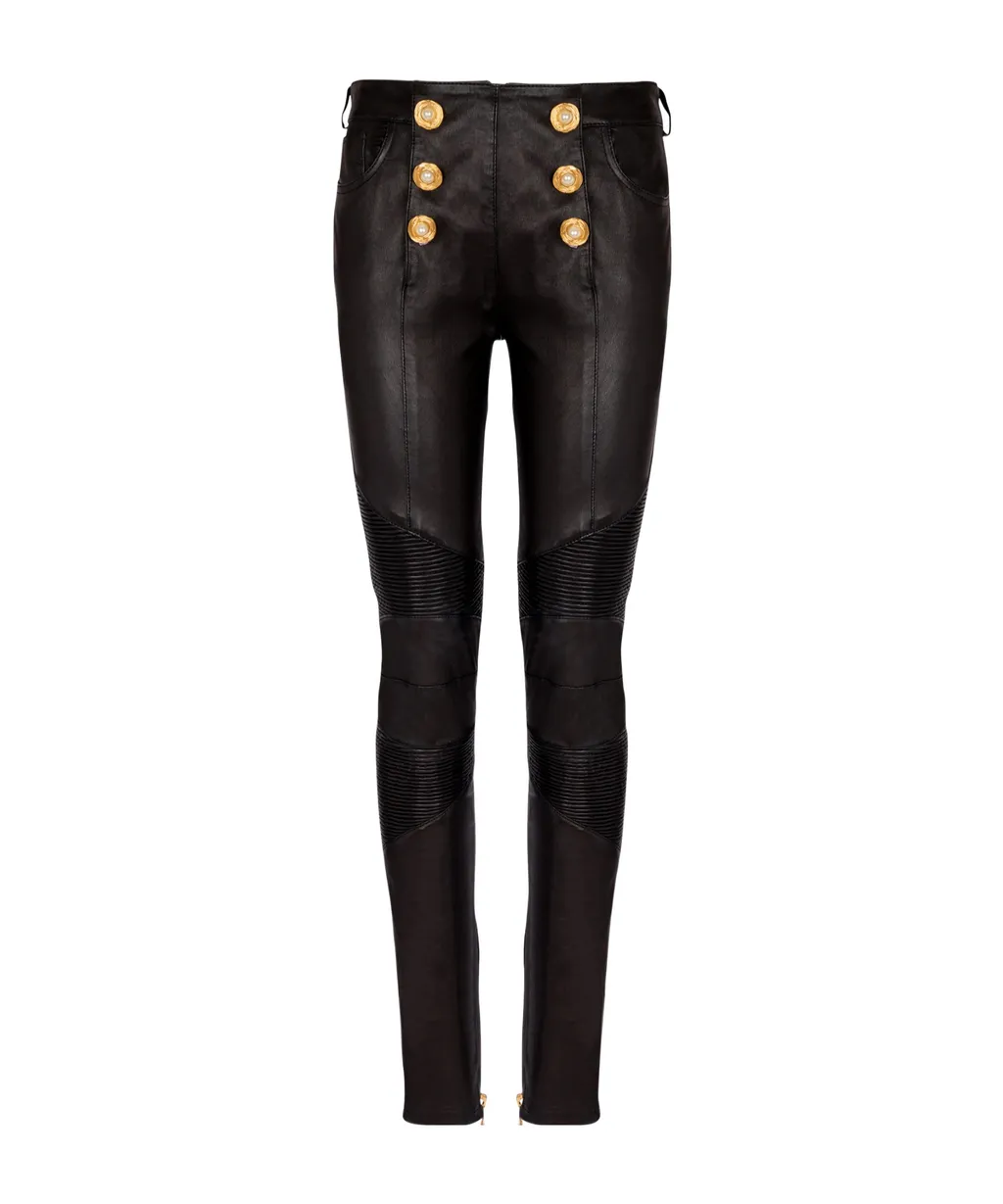 Lambskin Slim-Fit Biker Trousers