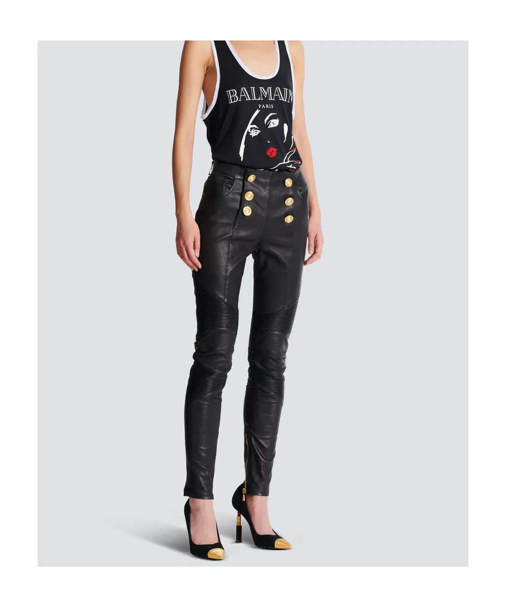 Lambskin Slim-Fit Biker Trousers