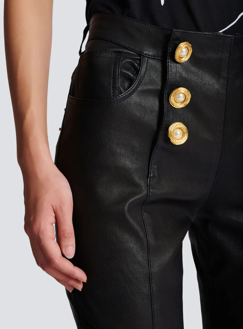 Lambskin Slim-Fit Biker Trousers
