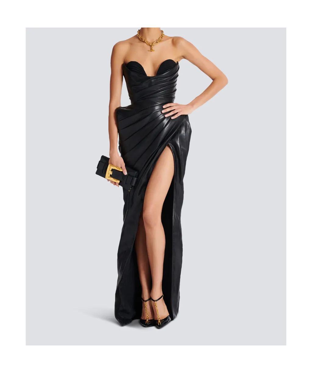 Strapless Leather Bodycon Dress