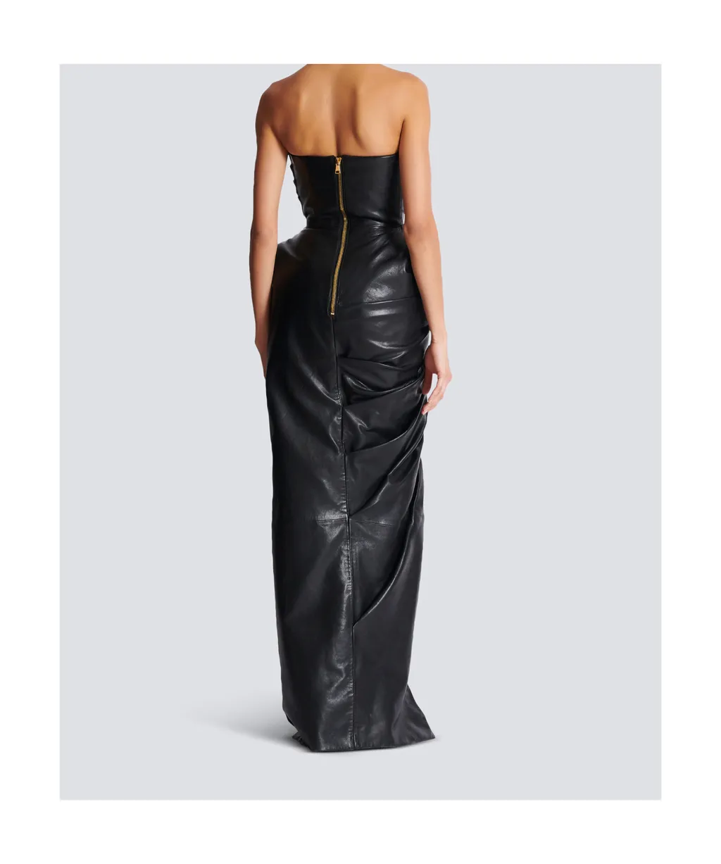 Strapless Leather Bodycon Dress