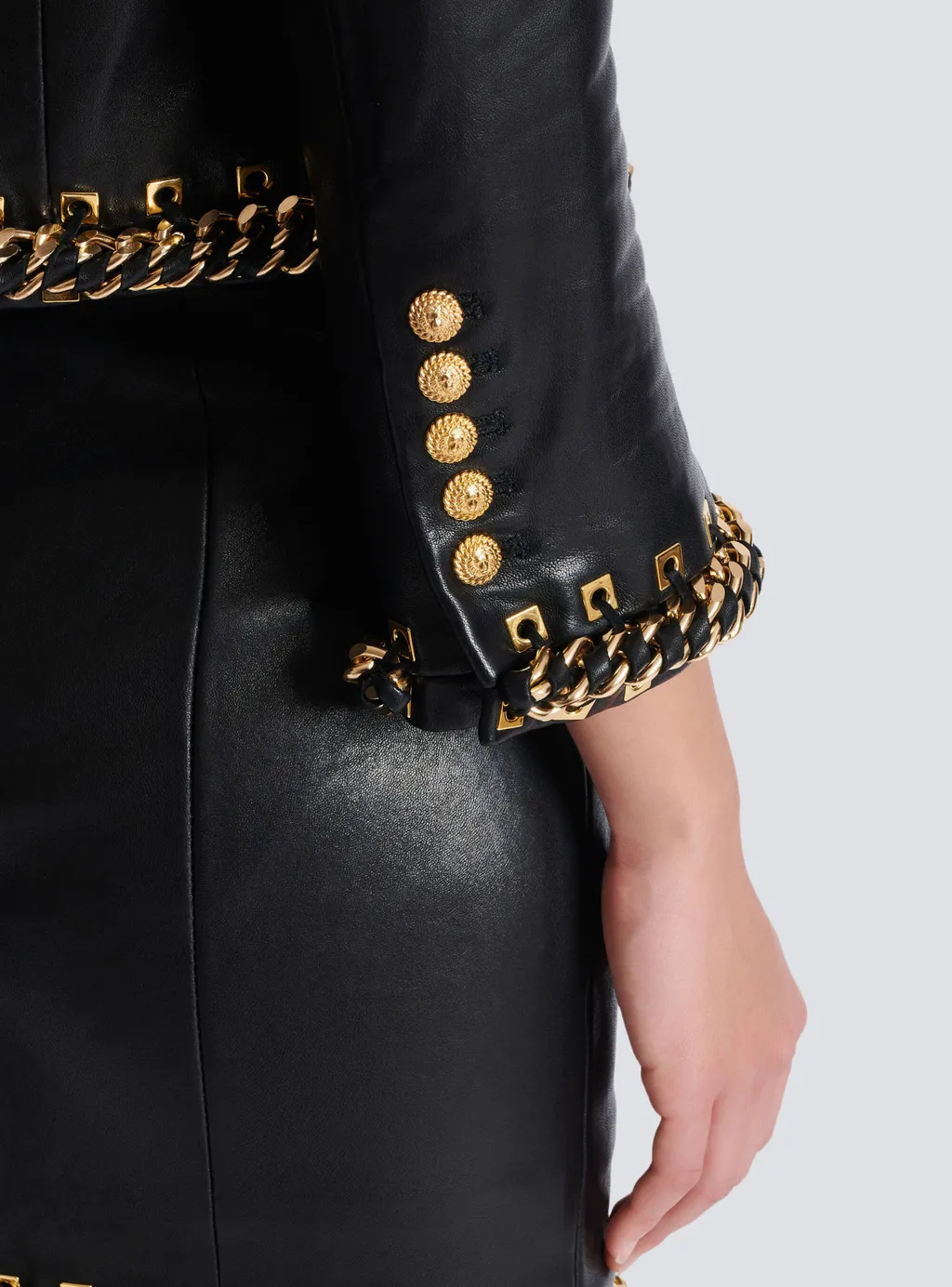Lambskin Edge-To-Edge Jacket With Chain Trim