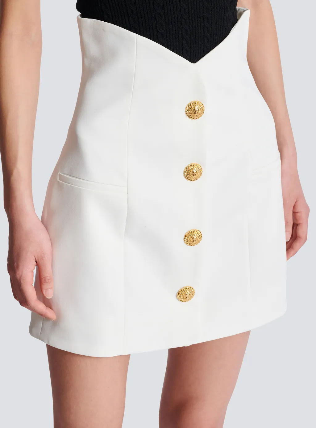 Double Crepe Tulip Skirt With Buttons