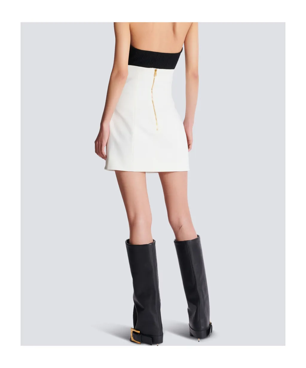 Double Crepe Tulip Skirt With Buttons