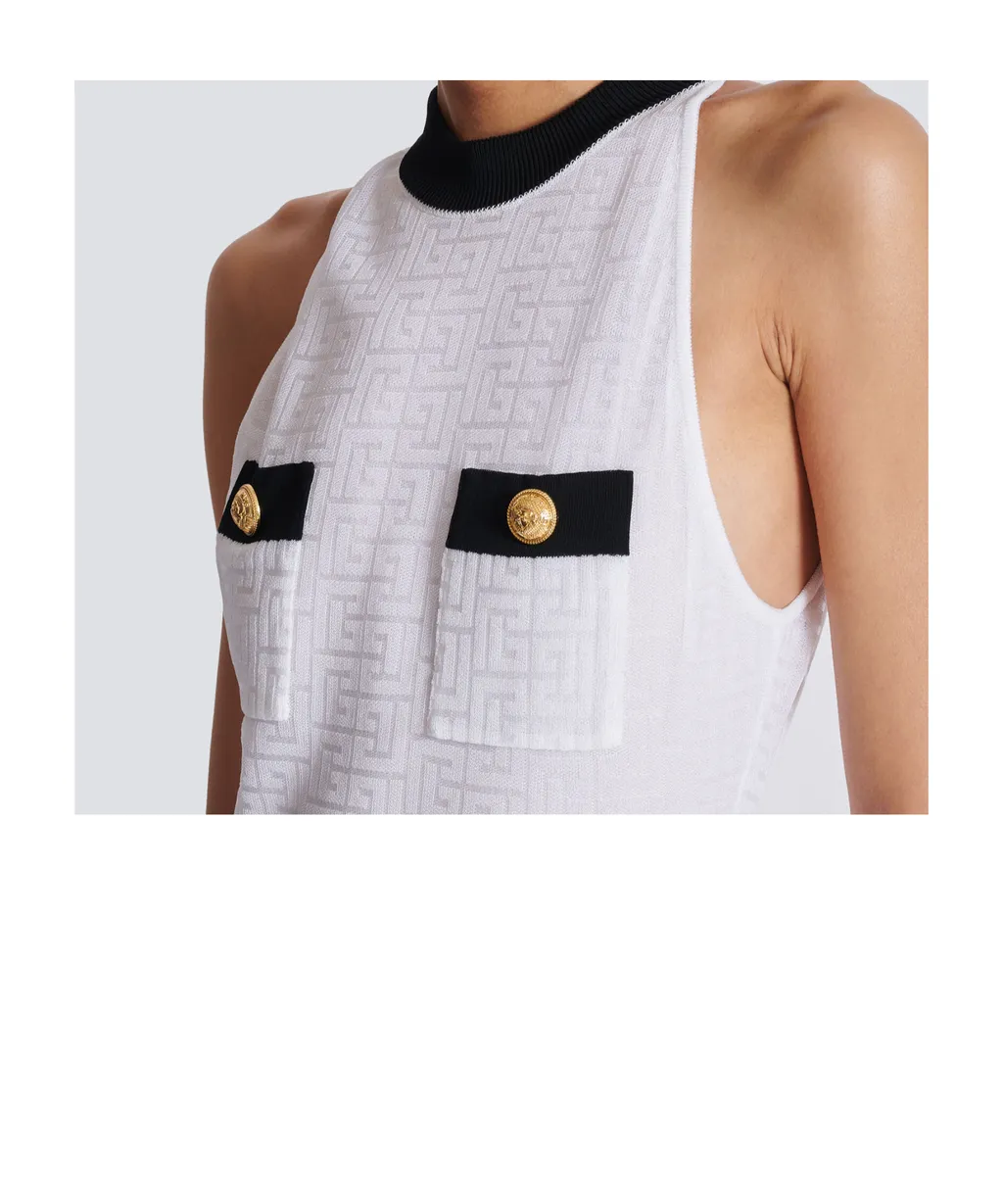 Two-Tone Monogrammed Knit Bodysuit