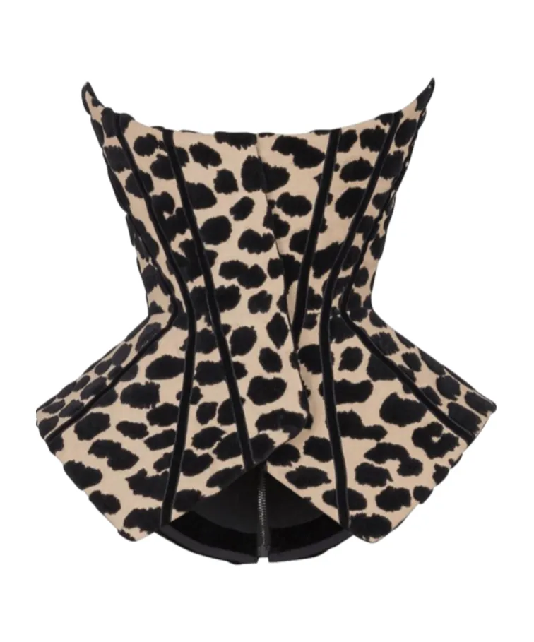 Leopard-Print Structured-Corset Blouse