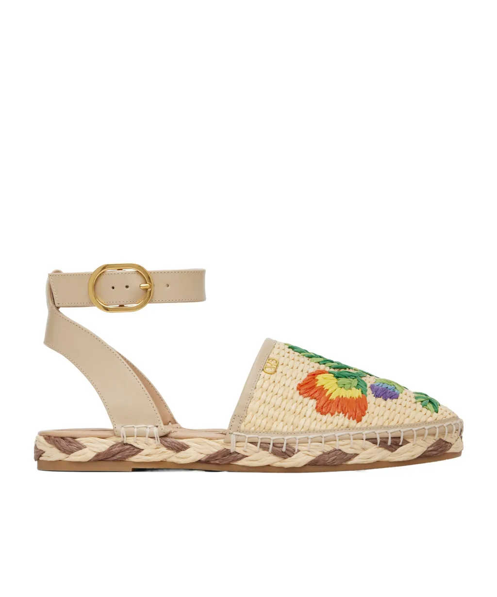 Polished Leather And Woven Faux Espadrilles