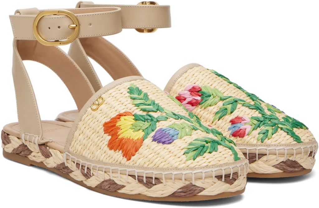 Polished Leather And Woven Faux Espadrilles
