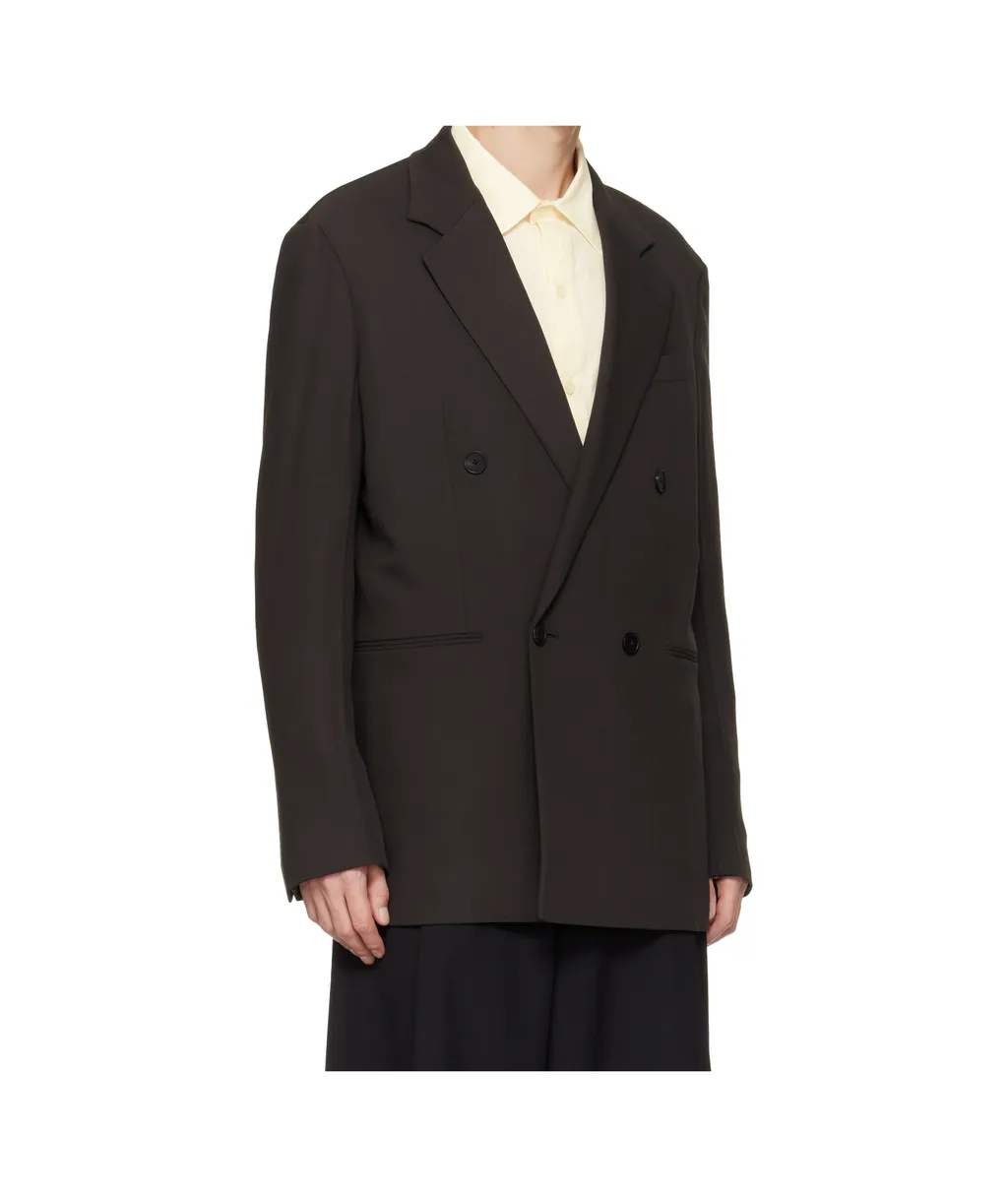 Wool Blend Double-Breasted Suit Jacket