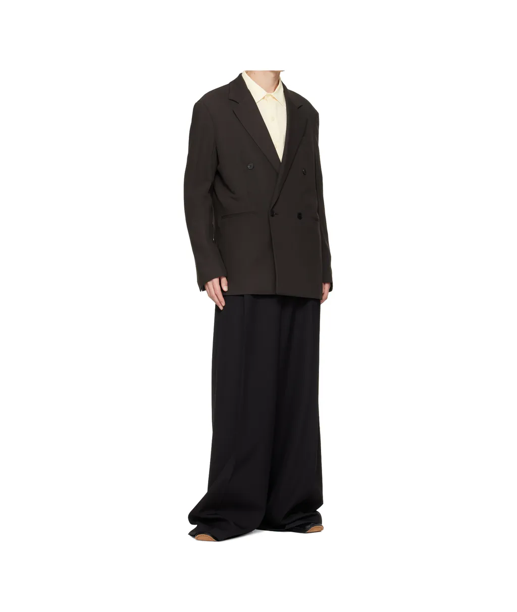 Wool Blend Double-Breasted Suit Jacket