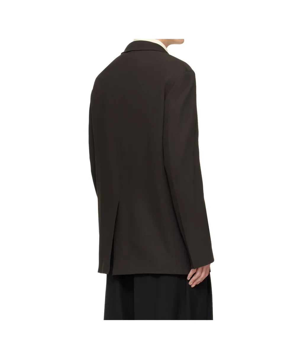 Wool Blend Double-Breasted Suit Jacket