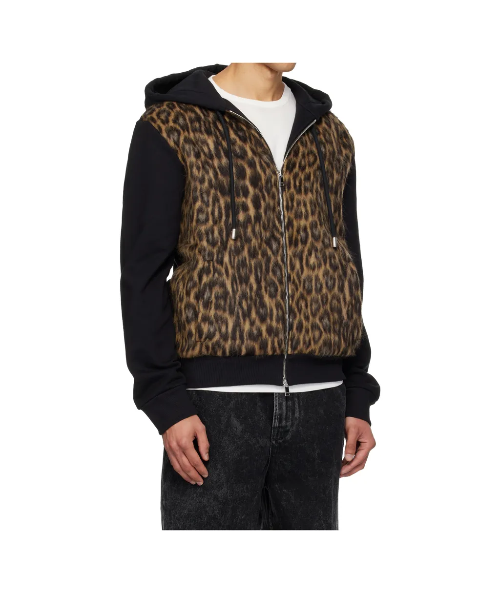 Zipped Faux-Fur Hoodie