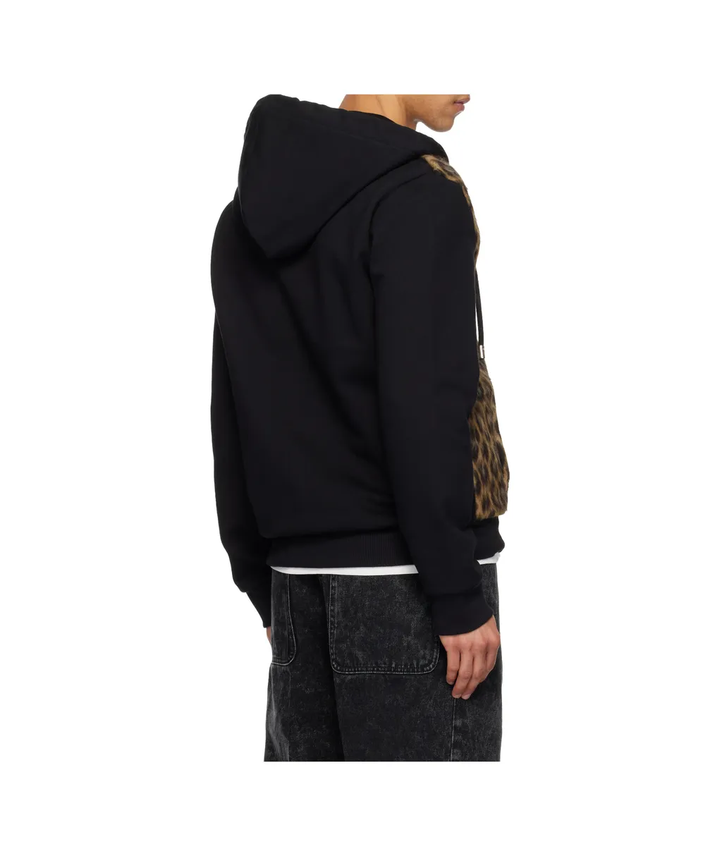 Zipped Faux-Fur Hoodie