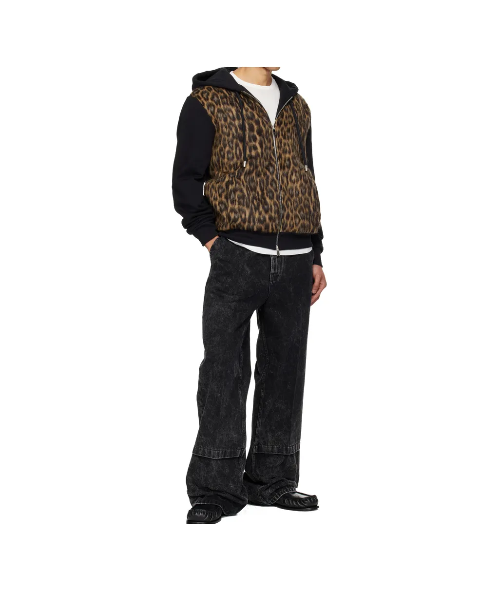 Zipped Faux-Fur Hoodie