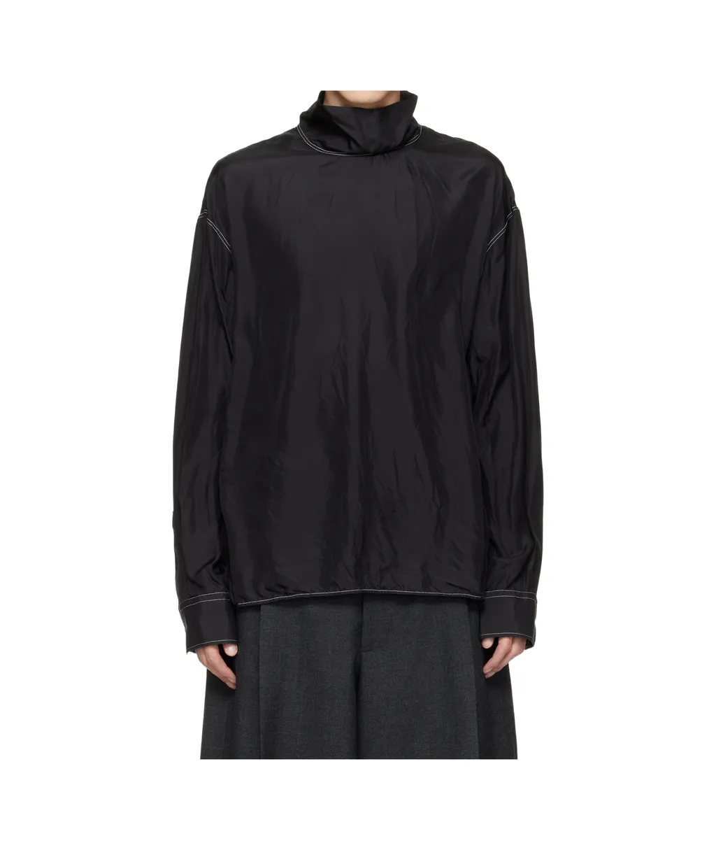 Silk Satin Turtleneck Shirt