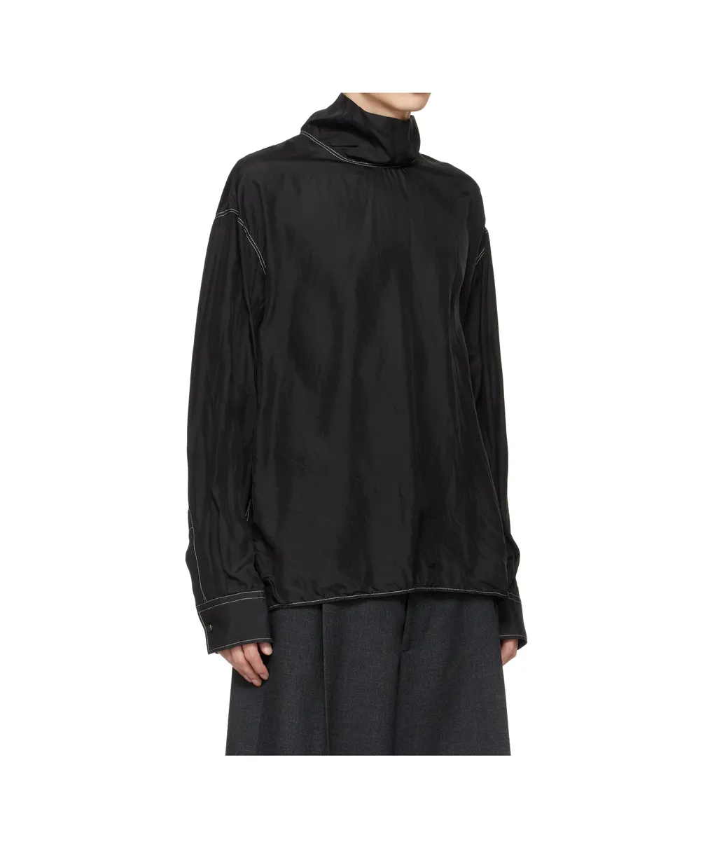 Silk Satin Turtleneck Shirt