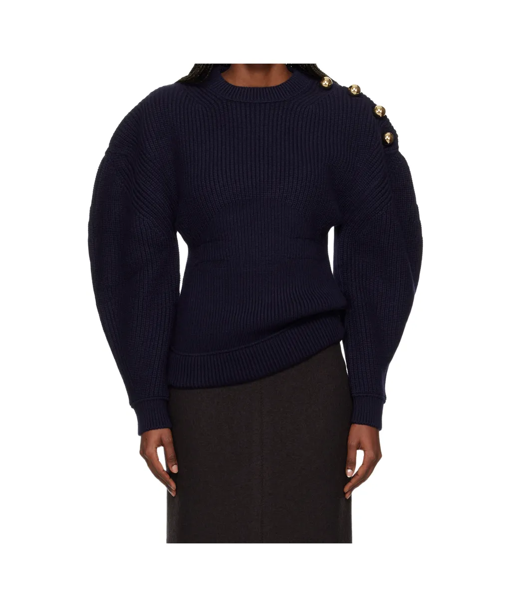 Ribbed Knitted Wool Sweater