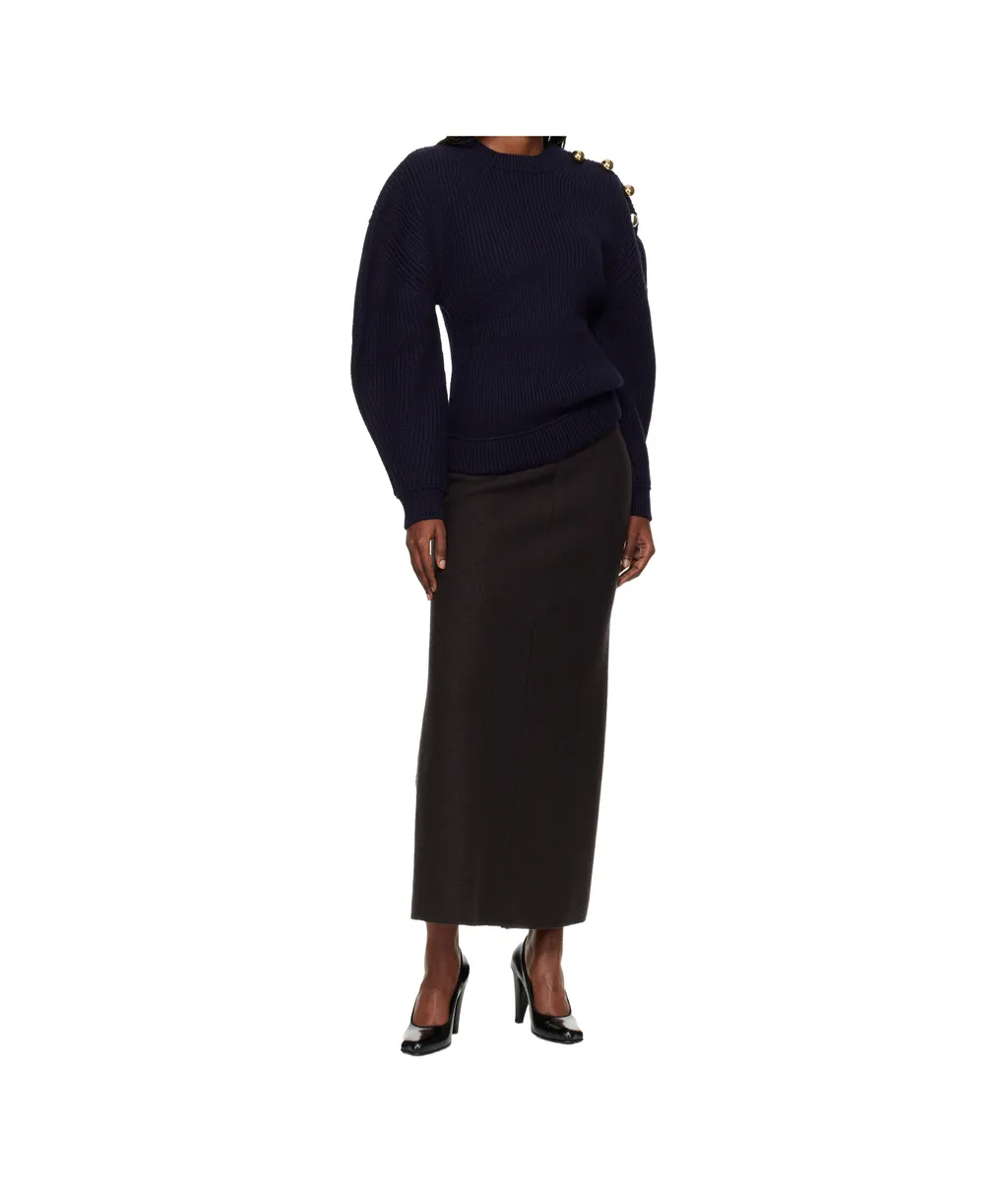 Ribbed Knitted Wool Sweater
