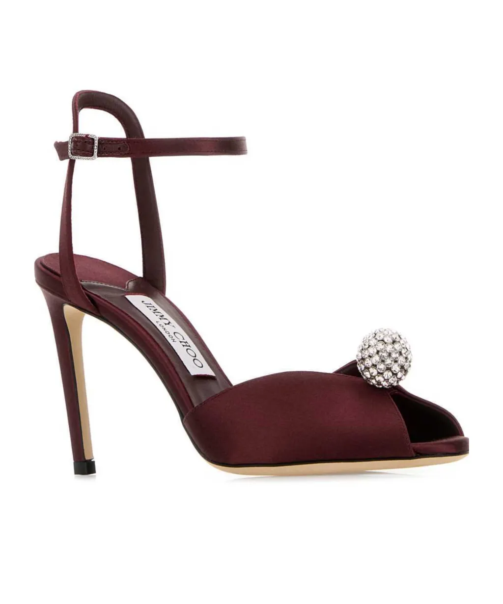 Jimmy Choo Sacora 85 Embellished Satin Sandals