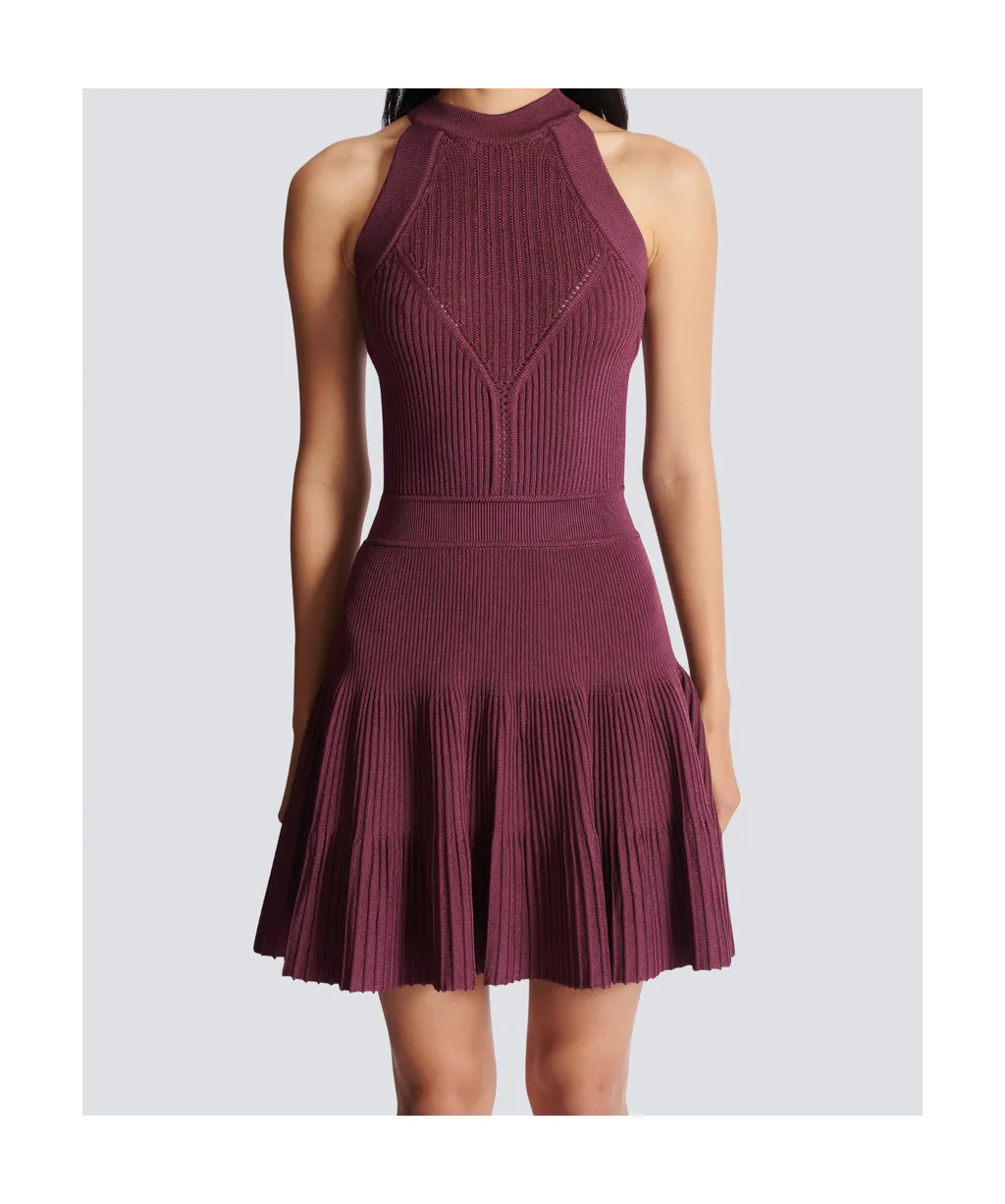 Sleeveless Flared Dress In Openwork Knit